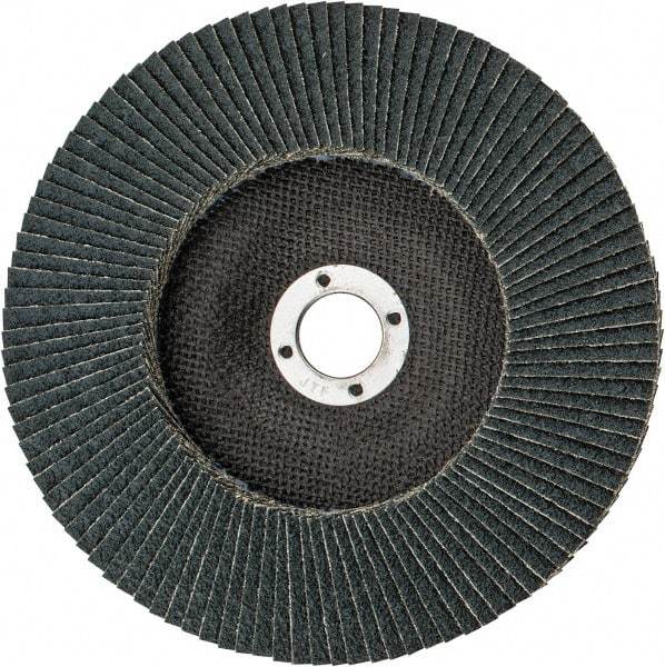 Weiler - 40 Grit, 7" Disc Diam, 7/8" Center Hole, Type 27 Zirconia Alumina Flap Disc - 8,600 Max RPM, Phenolic Backing, Arbor Attaching System, Coated - Eagle Tool & Supply