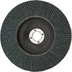 Weiler - 40 Grit, 7" Disc Diam, 7/8" Center Hole, Type 27 Zirconia Alumina Flap Disc - 8,600 Max RPM, Phenolic Backing, Arbor Attaching System, Coated - Eagle Tool & Supply