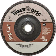 Weiler - 40 Grit, 7" Disc Diam, 7/8" Center Hole, Type 27 Aluminum Oxide Flap Disc - 8,600 Max RPM, Phenolic Backing, Arbor Attaching System, Coated - Eagle Tool & Supply