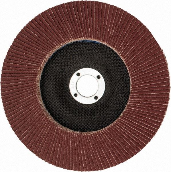 Weiler - 80 Grit, 7" Disc Diam, 7/8" Center Hole, Type 27 Aluminum Oxide Flap Disc - 8,600 Max RPM, Phenolic Backing, Arbor Attaching System, Coated - Eagle Tool & Supply