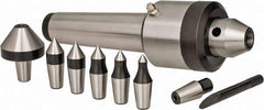 Interstate - 7 Point, 200 Lb Max Workpiece, 7-3/4" OAL, 1-29/32" Head Diam, Tool Steel, Live Center & Point Set - 4MT Taper, Interchangeable - Eagle Tool & Supply