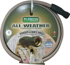 Made in USA - 50' Long All Weather Hose - 5/8" Diam, 3/4" GHT, Rubber/Vinyl, 300 psi, All Season, Green - Eagle Tool & Supply