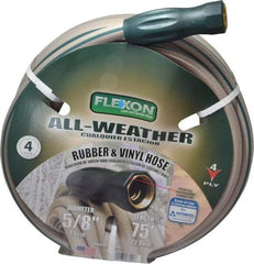 Made in USA - 75' Long All Weather Hose - 5/8" Diam, 3/4" GHT, Rubber/Vinyl, 300 psi, All Season, Green - Eagle Tool & Supply