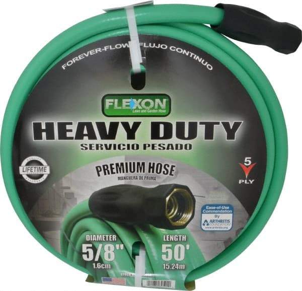 Made in USA - 50' Long Forever Hose - 5/8" Diam, 3/4" GHT, Rubber/Vinyl, 340 psi, All Season, Green - Eagle Tool & Supply