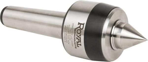 Royal Products - MT5 Taper Shank, 3.45" Head Diam 8,960 Lb Capacity Live Center - 3,500 Max RPM, 2.81" Head Length, 1-1/4" Point Diam, 1.84" Point Len, 3,260 Lb Max Workpc, 10-1/4" OAL, Standard Point - Eagle Tool & Supply