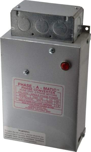 Made in USA - 1/3 to 3/4 hp Static Phase Converter - Eagle Tool & Supply