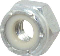 Value Collection - 1/4-20 UNC Grade 2 Hex Lock Nut with Nylon Insert - 7/16" Width Across Flats, 19/64" High, Zinc-Plated Finish - Eagle Tool & Supply