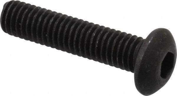 Value Collection - #10-32 UNF Hex Socket Drive, Button Screw - Alloy Steel, Black Oxide Finish, Fully Threaded, 7/8" Length Under Head - Eagle Tool & Supply