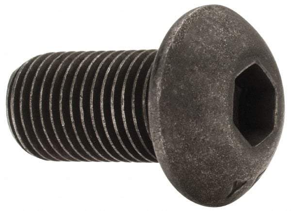 Value Collection - 3/8-24 UNF Hex Socket Drive, Button Screw - Alloy Steel, Black Oxide Finish, Fully Threaded, 3/4" Length Under Head - Eagle Tool & Supply