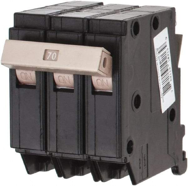 Eaton Cutler-Hammer - 70 Amp, 120/240 VAC, 3 Pole, Plug In Type CH Circuit Breaker - Thermal Magnetic Trip, 10 kA Breaking Capacity, 14-6 AWG - Eagle Tool & Supply