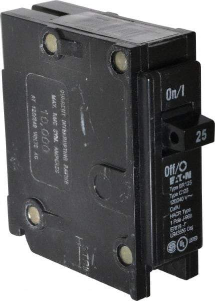 Eaton Cutler-Hammer - 25 Amp, 120/240 VAC, 1 Pole, Plug In Type BR Circuit Breaker - Thermal Magnetic Trip, 10 kA Breaking Capacity, 14-4 AWG - Eagle Tool & Supply