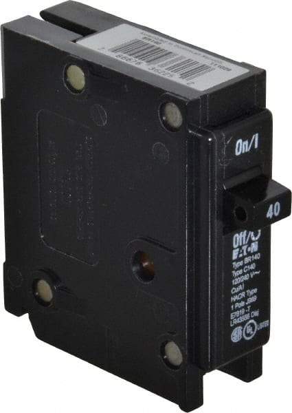 Eaton Cutler-Hammer - 40 Amp, 120/240 VAC, 1 Pole, Plug In Type BR Circuit Breaker - Thermal Magnetic Trip, 10 kA Breaking Capacity, 14-4 AWG - Eagle Tool & Supply