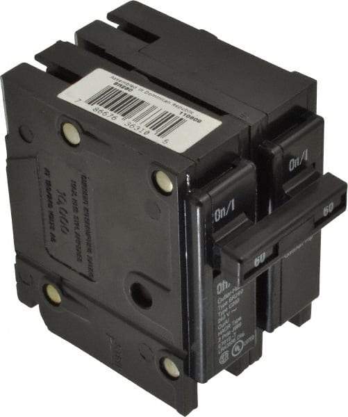 Eaton Cutler-Hammer - 60 Amp, 120/240 VAC, 2 Pole, Plug In Type BR Circuit Breaker - Thermal Magnetic Trip, 10 kA Breaking Capacity, 8-1/0 AWG - Eagle Tool & Supply