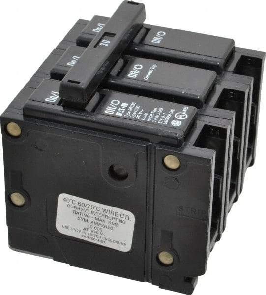 Eaton Cutler-Hammer - 30 Amp, 240 VAC, 3 Pole, Plug In Type BR Circuit Breaker - Magnetic Trip, 10 kA Breaking Capacity, 14-4 AWG - Eagle Tool & Supply