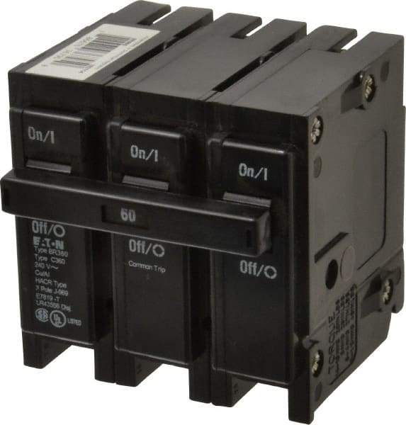 Eaton Cutler-Hammer - 60 Amp, 240 VAC, 3 Pole, Plug In Type BR Circuit Breaker - Magnetic Trip, 10 kA Breaking Capacity, 4-1/0 AWG - Eagle Tool & Supply