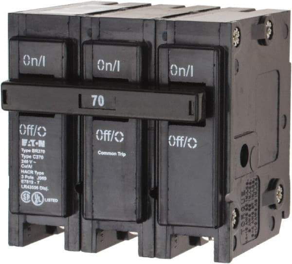 Eaton Cutler-Hammer - 70 Amp, 240 VAC, 3 Pole, Plug In Type BR Circuit Breaker - Magnetic Trip, 10 kA Breaking Capacity, 4-1/0 AWG - Eagle Tool & Supply