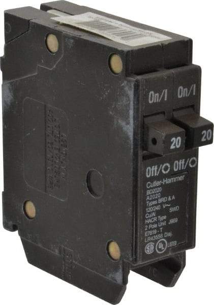 Eaton Cutler-Hammer - 20/20 Amp, 120 VAC, 2 Pole, Plug In Type BD Duplex Circuit Breaker - Thermal Magnetic Trip, 14-4 AWG - Eagle Tool & Supply