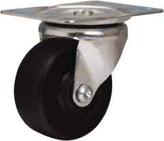 Hamilton - 3" Diam x 1-1/4" Wide x 3-3/4" OAH Top Plate Mount Swivel Caster - Hard Rubber, 125 Lb Capacity, Self-Lubricating Bearing, 3-1/8 x 4-1/8" Plate - Eagle Tool & Supply