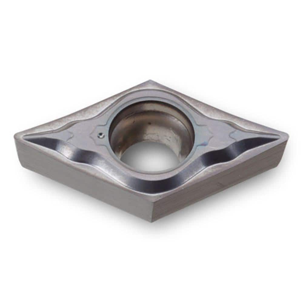 Turning Insert:  DCGT32.51SA TT9080,  Solid Carbide AlTiN & TiN Finish,  Neutral,  0.4570″ Long,  3/8″ Inscribed Circle,  0.0160″ Corner Radius,  55.0 &deg N/A Diamond,  Series  DCGT