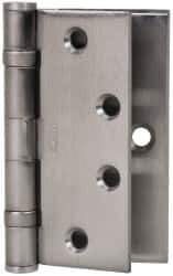 Stanley - 4-1/2" Long Steel Commercial Hinge - Satin Chrome Finish, 5 Knuckles, 8 Holes - Eagle Tool & Supply