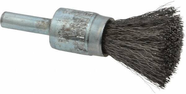 Osborn - 1/2" Brush Diam, Crimped, End Brush - 1/4" Diam Shank, 25,000 Max RPM - Eagle Tool & Supply