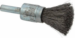 Osborn - 1/2" Brush Diam, Crimped, End Brush - 1/4" Diam Shank, 25,000 Max RPM - Eagle Tool & Supply