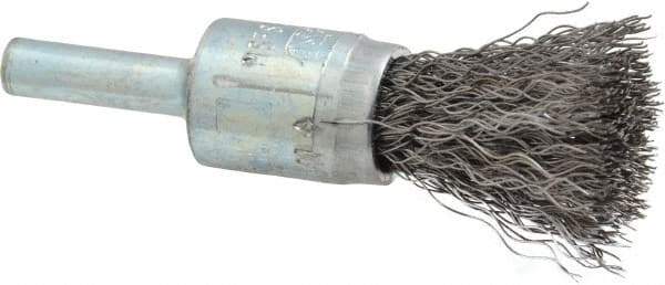 Osborn - 1/2" Brush Diam, Crimped, End Brush - 1/4" Diam Shank, 25,000 Max RPM - Eagle Tool & Supply