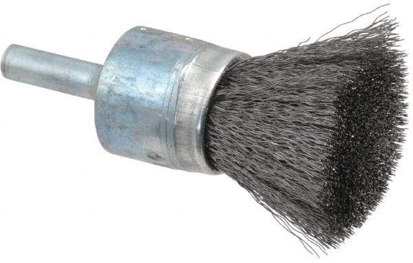Osborn - 3/4" Brush Diam, Crimped, End Brush - 1/4" Diam Shank, 20,000 Max RPM - Eagle Tool & Supply