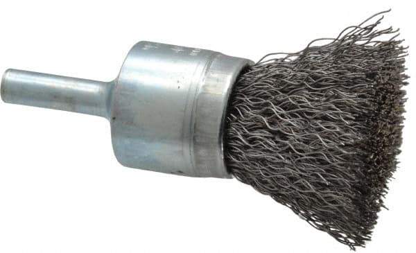 Osborn - 3/4" Brush Diam, Crimped, End Brush - 1/4" Diam Shank, 20,000 Max RPM - Eagle Tool & Supply