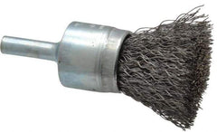Osborn - 3/4" Brush Diam, Crimped, End Brush - 1/4" Diam Shank, 20,000 Max RPM - Eagle Tool & Supply