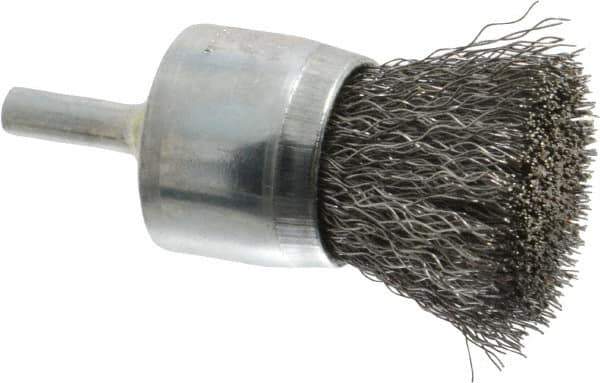 Osborn - 1" Brush Diam, Crimped, End Brush - 1/4" Diam Shank, 20,000 Max RPM - Eagle Tool & Supply