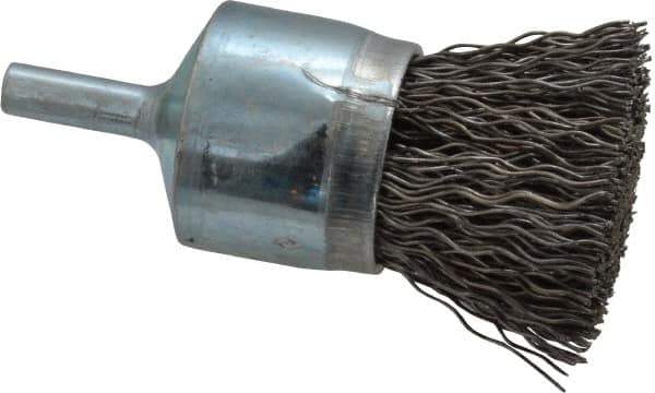 Osborn - 1" Brush Diam, Crimped, End Brush - 1/4" Diam Shank, 20,000 Max RPM - Eagle Tool & Supply