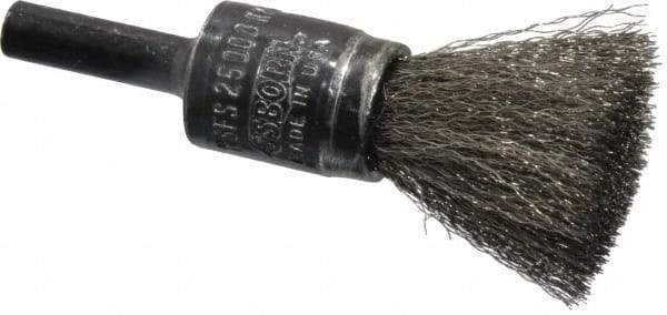Osborn - 1/2" Brush Diam, Crimped, End Brush - 1/4" Diam Shank, 25,000 Max RPM - Eagle Tool & Supply