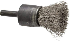 Osborn - 3/4" Brush Diam, Crimped, End Brush - 1/4" Diam Shank, 20,000 Max RPM - Eagle Tool & Supply