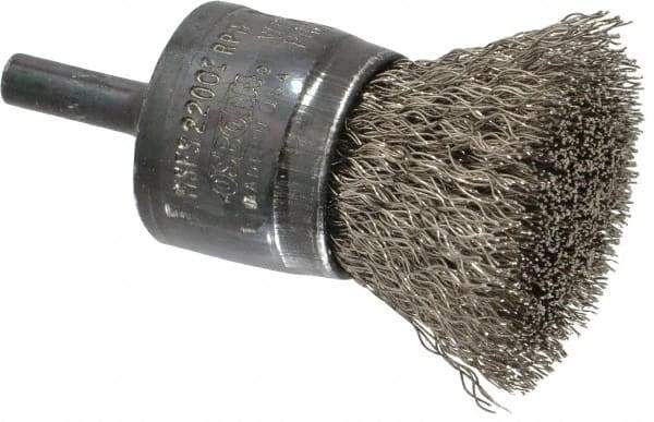 Osborn - 1" Brush Diam, Crimped, End Brush - 1/4" Diam Shank, 20,000 Max RPM - Eagle Tool & Supply
