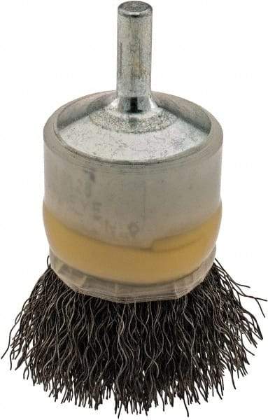 Osborn - 1" Brush Diam, Crimped, End Brush - 1/4" Diam Shank, 20,000 Max RPM - Eagle Tool & Supply