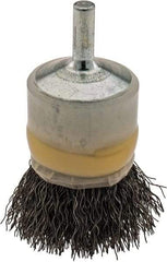 Osborn - 1" Brush Diam, Crimped, End Brush - 1/4" Diam Shank, 20,000 Max RPM - Eagle Tool & Supply