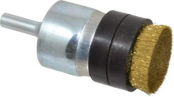 Osborn - 1" Brush Diam, Crimped, End Brush - 1/4" Diam Shank, 7,500 Max RPM - Eagle Tool & Supply