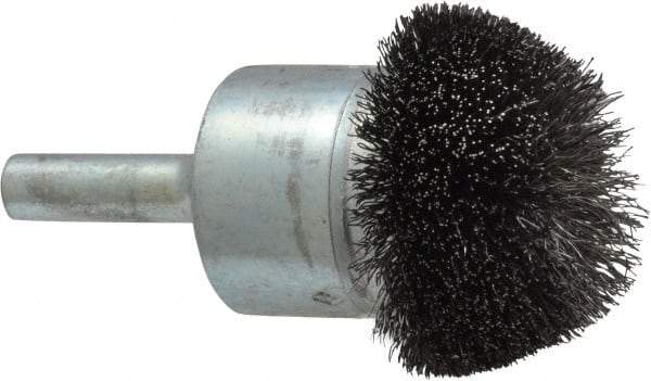 Osborn - 1-1/4" Brush Diam, Crimped, End Brush - 1/4" Diam Shank, 15,000 Max RPM - Eagle Tool & Supply