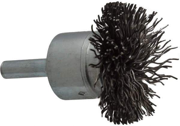 Osborn - 1-1/2" Brush Diam, Crimped, End Brush - 1/4" Diam Shank, 15,000 Max RPM - Eagle Tool & Supply