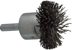 Osborn - 1-1/2" Brush Diam, Crimped, End Brush - 1/4" Diam Shank, 15,000 Max RPM - Eagle Tool & Supply