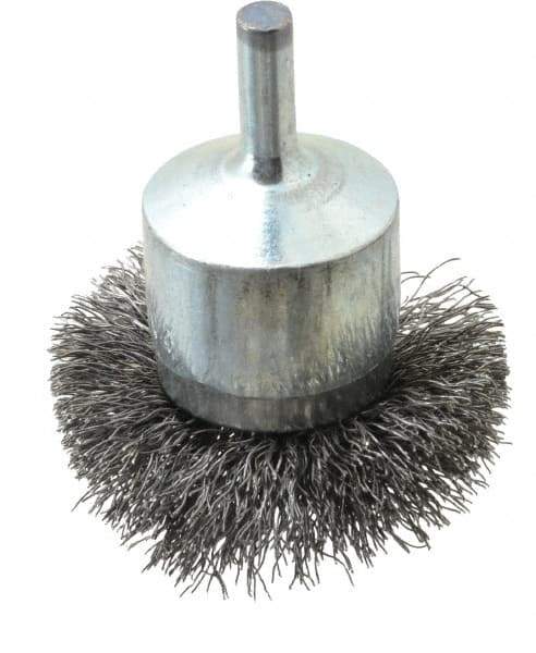 Osborn - 2" Brush Diam, Crimped, End Brush - 1/4" Diam Shank, 15,000 Max RPM - Eagle Tool & Supply