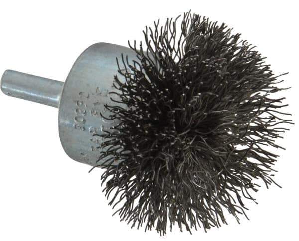 Osborn - 2" Brush Diam, Crimped, End Brush - 1/4" Diam Shank, 15,000 Max RPM - Eagle Tool & Supply