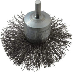 Osborn - 3" Brush Diam, Crimped, End Brush - 1/4" Diam Shank, 15,000 Max RPM - Eagle Tool & Supply