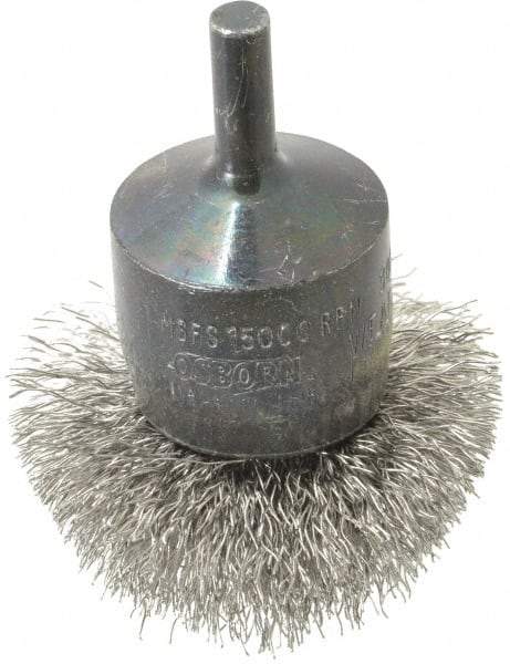 Osborn - 2" Brush Diam, Crimped, End Brush - 1/4" Diam Shank, 15,000 Max RPM - Eagle Tool & Supply