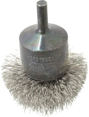 Osborn - 2" Brush Diam, Crimped, End Brush - 1/4" Diam Shank, 15,000 Max RPM - Eagle Tool & Supply