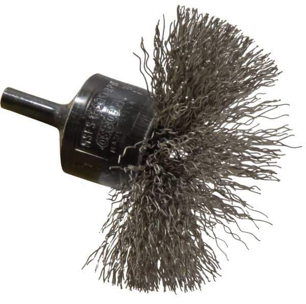 Osborn - 3" Brush Diam, Crimped, End Brush - 1/4" Diam Shank, 15,000 Max RPM - Eagle Tool & Supply