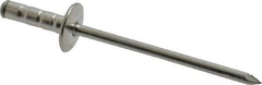 RivetKing - Size 43-44 Large Flange Head Aluminum Multi Grip Blind Rivet - Steel Mandrel, 0.156" to 1/4" Grip, 3/8" Head Diam, 0.129" to 0.133" Hole Diam, 1/2" Length Under Head, 1/8" Body Diam - Eagle Tool & Supply