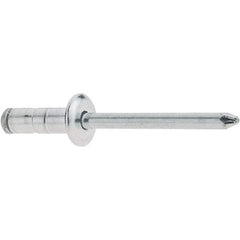 RivetKing - Size 52-54 Large Flange Head Aluminum Multi Grip Blind Rivet - Steel Mandrel, 0.047" to 0.276" Grip, 1/2" Head Diam, 0.16" to 0.164" Hole Diam, 0.512" Length Under Head, 5/32" Body Diam - Eagle Tool & Supply