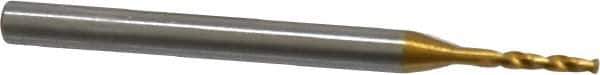 OSG - 1.30048mm 140° Spiral Flute Vanadium High Speed Steel Screw Machine Drill Bit - TiN Finish, Right Hand Cut, 8mm Flute Length, 40mm OAL, Faceted Point, Straight Shank - Eagle Tool & Supply